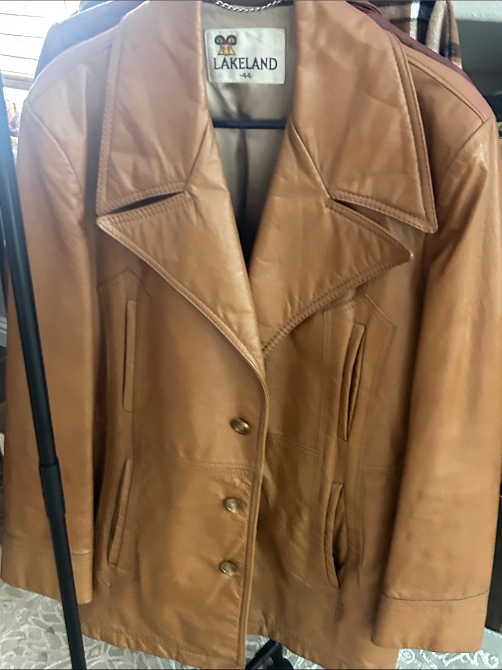 Lakeland Women's Tan Leather Button-Front Jacket